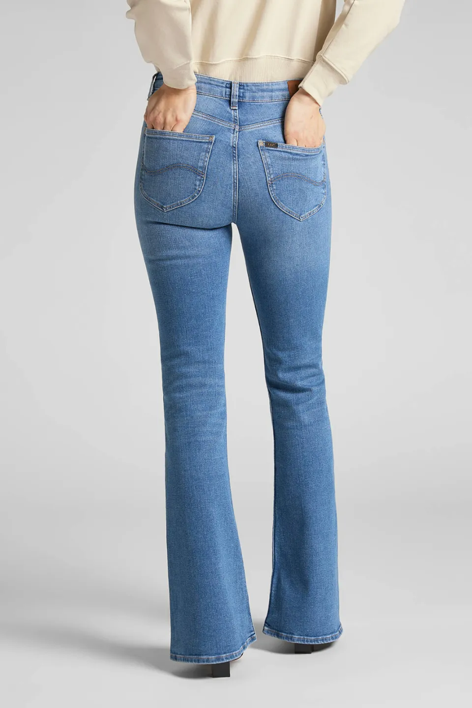 Lee high waist flared jeans Breese light blue denim, foto 4
