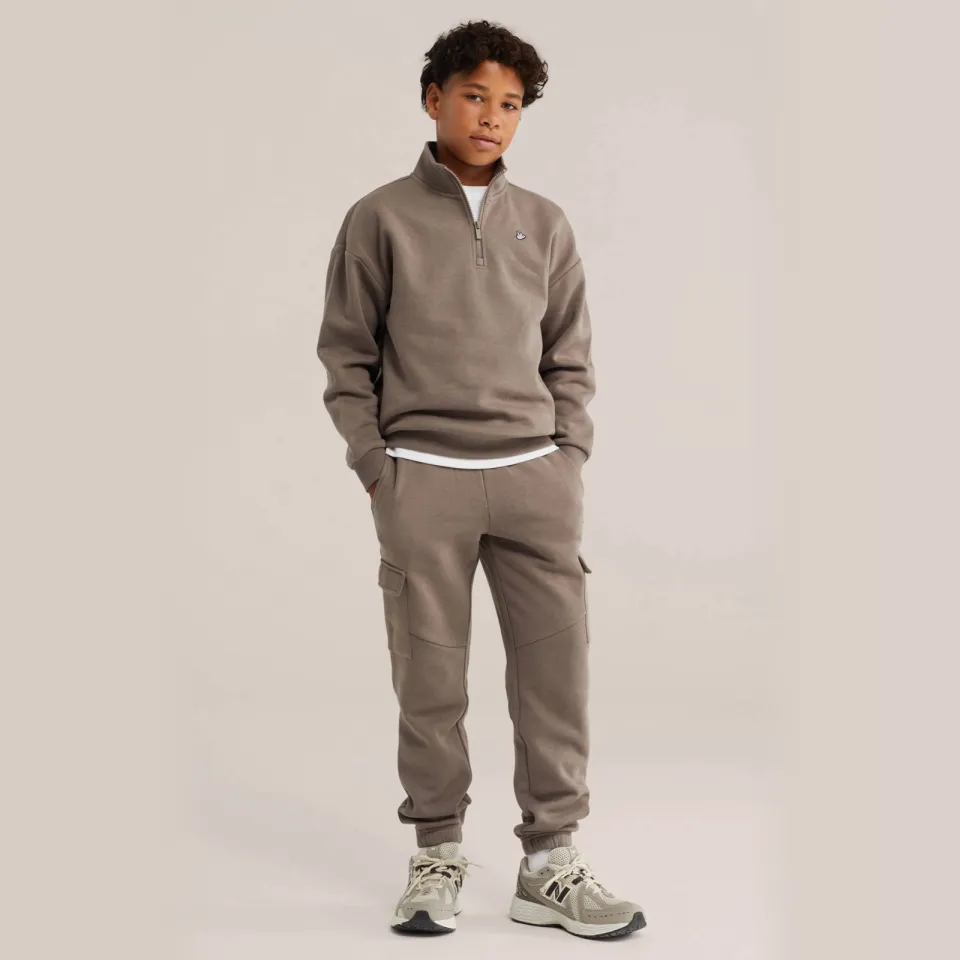 WE Fashion sweat cargobroek bruin