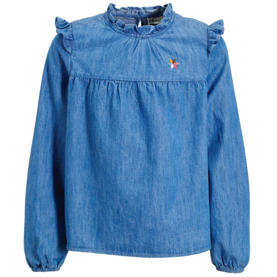 Me & My Monkey Top Roanne met borduursel blauw, foto 2