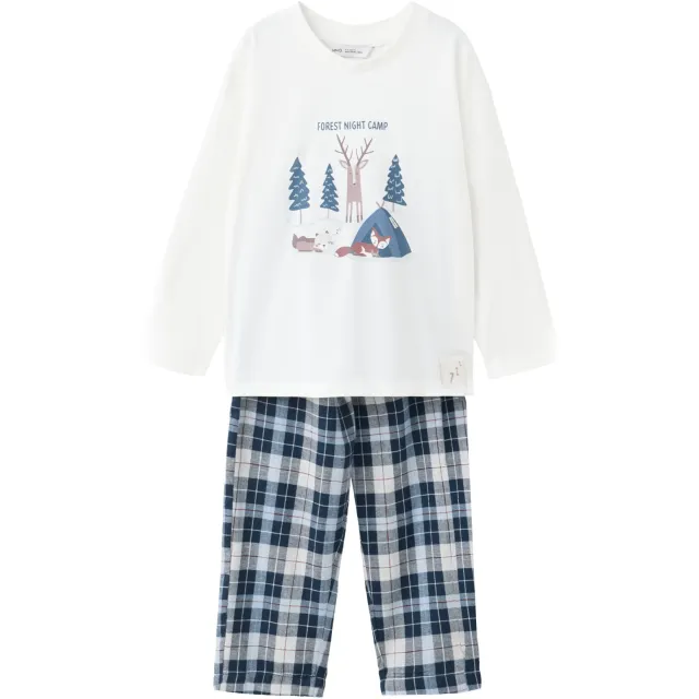 Mango Kids geruite pyjama donkerblauw