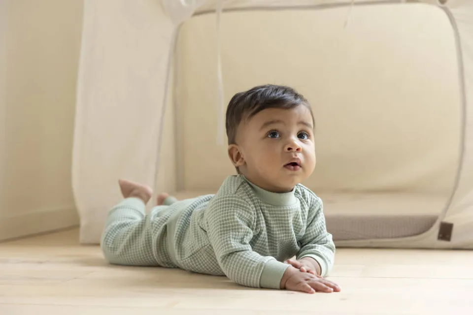 Feetje wafel pyjama groen melange wit, foto 6