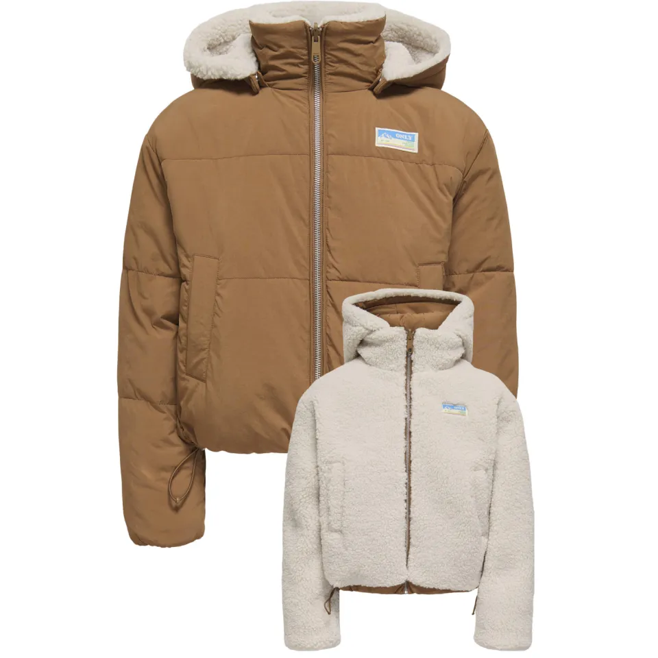 KIDS ONLY GIRL reversible gewatteerde winterjas camel, foto 4