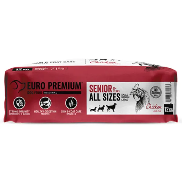 Euro Premium Senior 8+ kip & rijst hondenvoer 12 kg, foto 4
