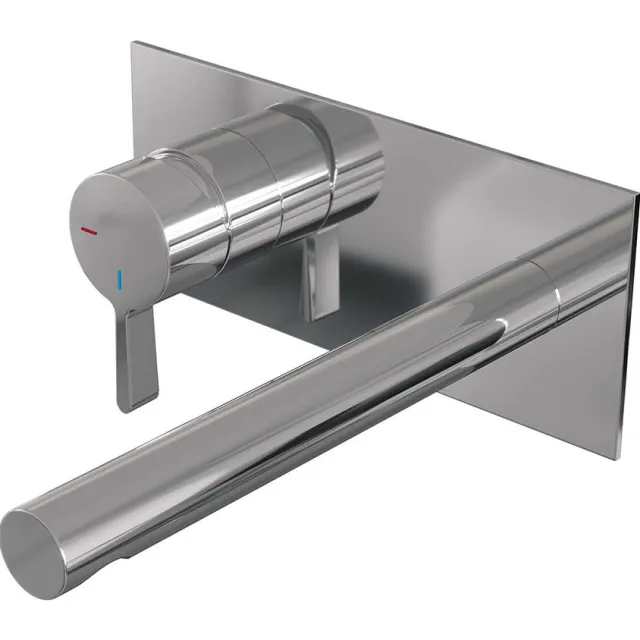 Brauer Inbouw Wastafelmengkraan Brauer Chrome Edition Coldstart Rechte Uitloop Halfronde Hendel Links Chroom Met Afdekplaat