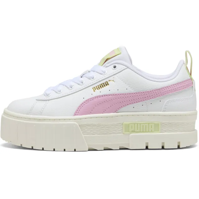 Puma Mayze leren sneakers Lth plateauzool wit/roze