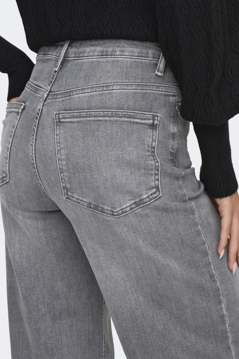 Only high waist wide leg jeans ONLMADISON grey denim, foto 8