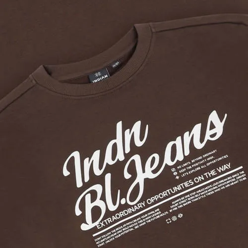 Indian Blue Jeans oversized sweater met logo - donkerbruin Logo, foto 3