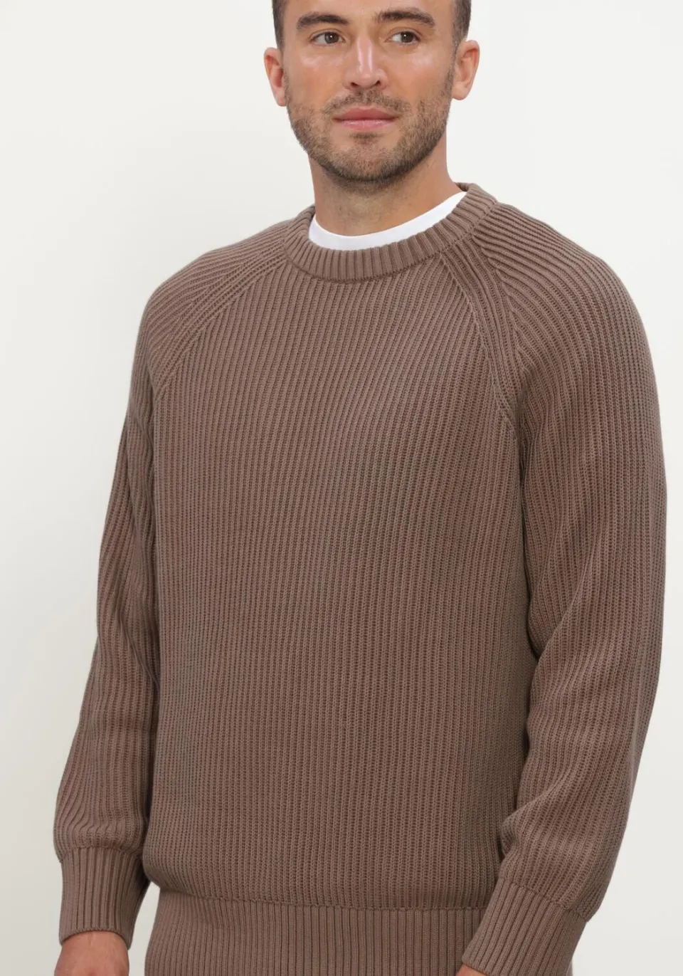 Selected Men Heren Truien & Vesten Slmbraun Knit Rib Crew Neck Noos - Bruin, foto 4