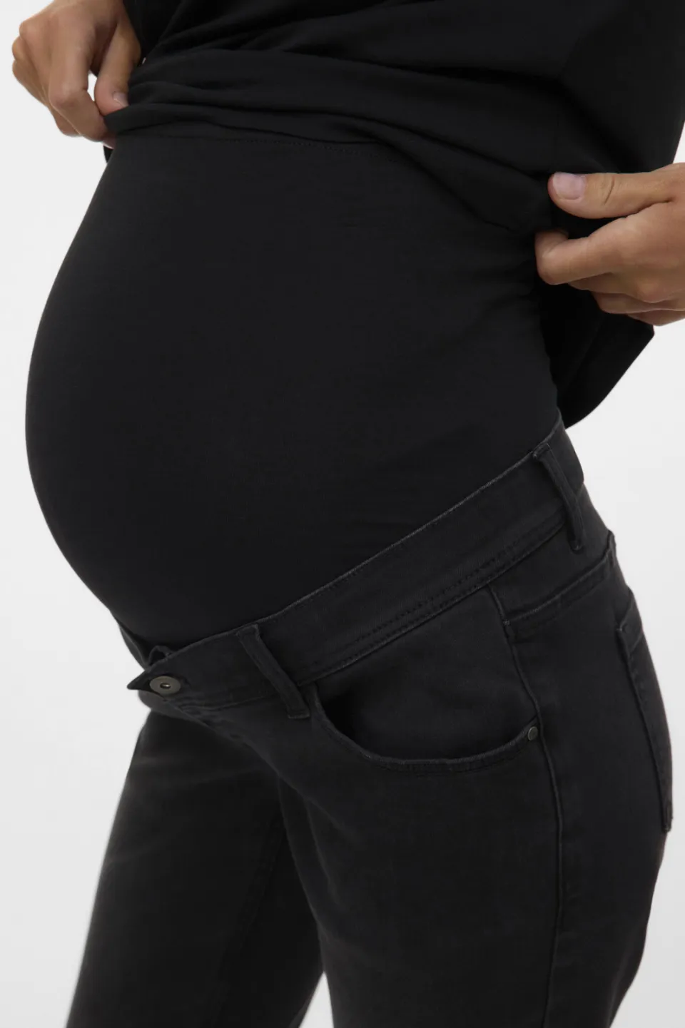 Mamalicious zwangerschaps flared jeans black denim, foto 4