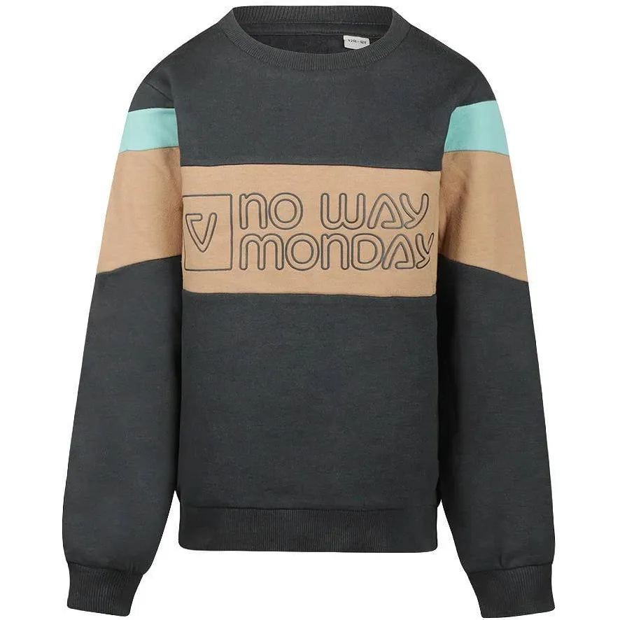 No Way Monday rechtvallende sweater met tekst - donkergrijs/beige, foto 2