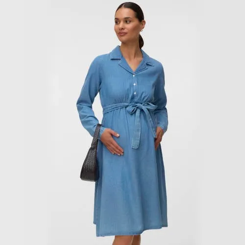 Mamalicious zwangerschapsspijkerjurk met ceintuur mediumblauw medium blue denim, foto 2