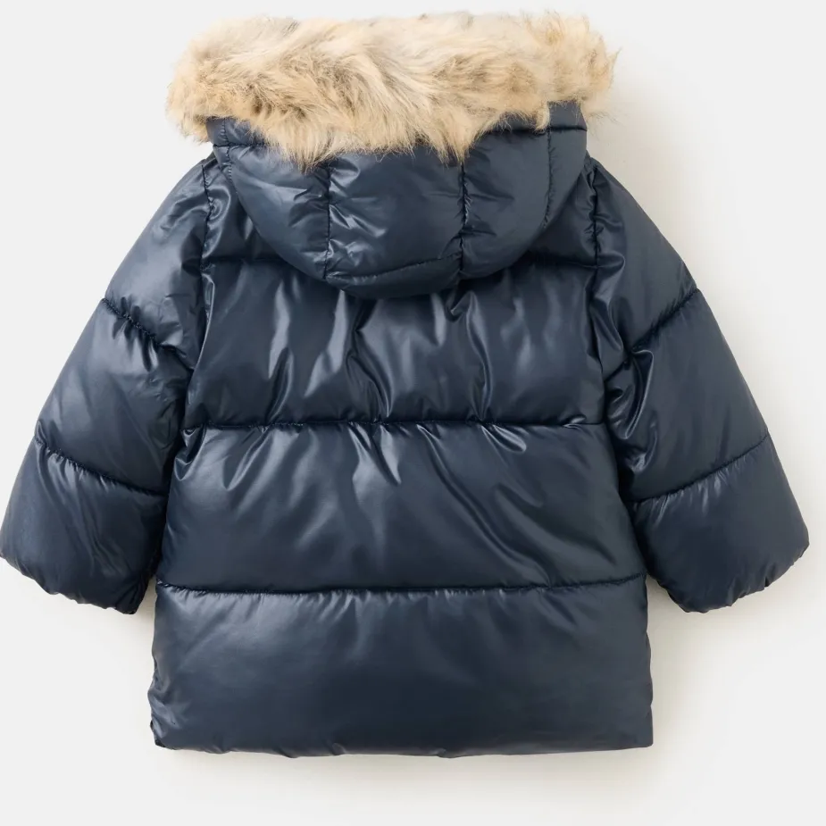 Mango winterjas met imitatiebontkraag zwart, foto 3