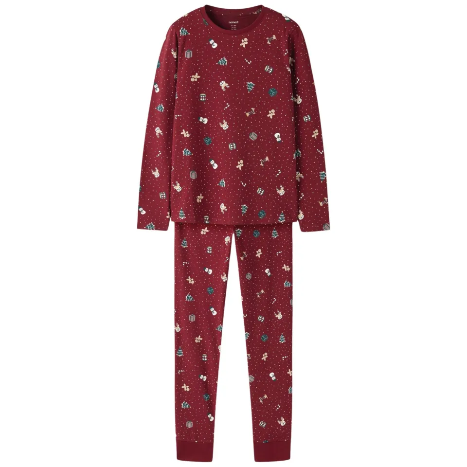 NAME IT kerst pyjama met print donkerrood, foto 2