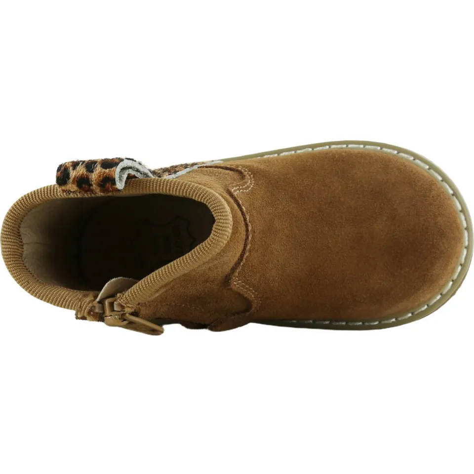 Shoesme suède enkelboots met panterprint - cognac, foto 6