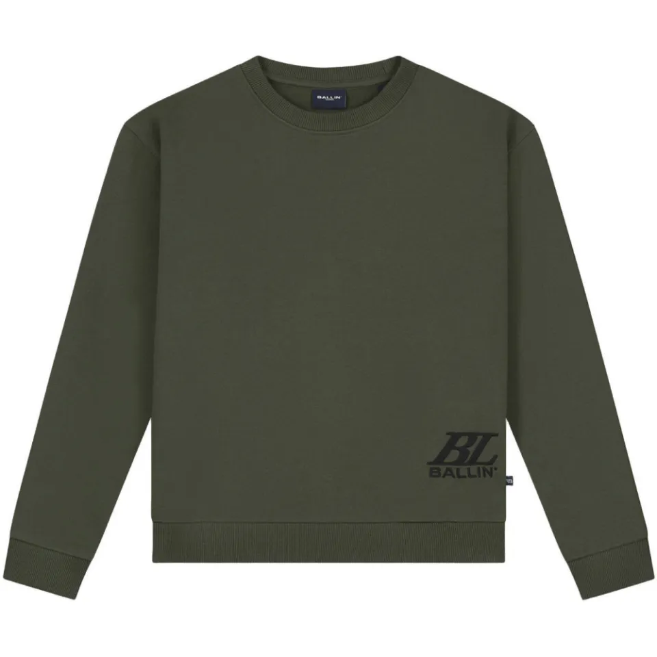 Ballin sweater met backprint - olijfgroen/zwart, foto 2