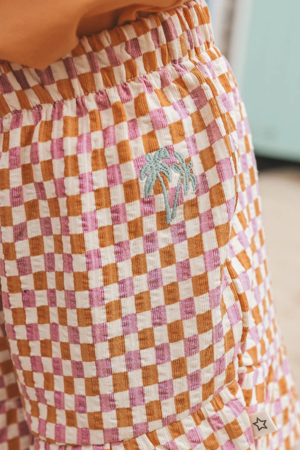 Your Wishes korte broek geruit oranje lila, foto 4