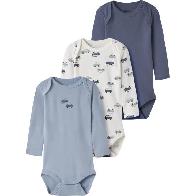 NAME IT BABY katoenen rompers met print (set van 3) donkerblauw/blauw/ecru, foto 2
