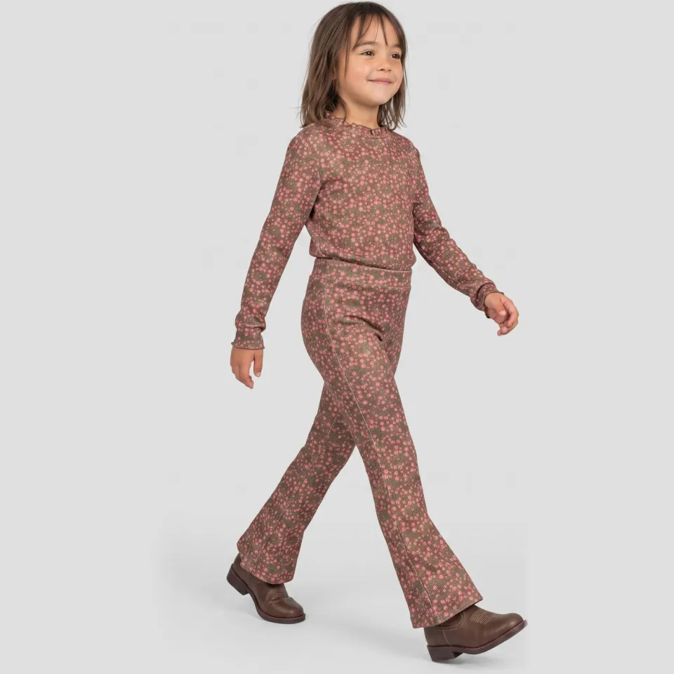 Orange Stars flared broek met print bruin