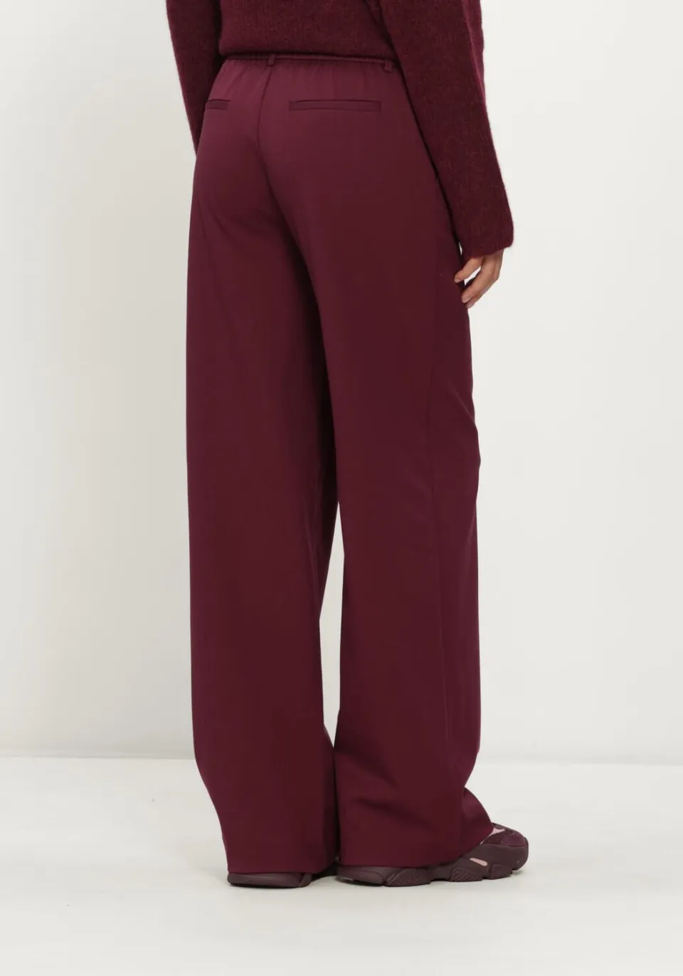 Object wide leg pantalon - donkerrood, foto 3