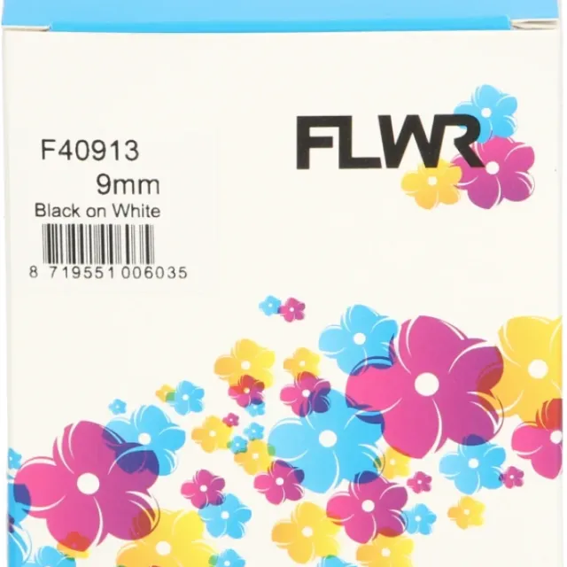 FLWR Dymo 40913 zwart op wit breedte 9 mm