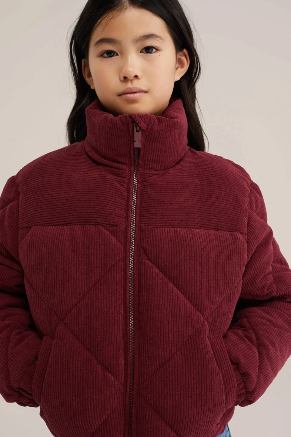 WE Fashion corduroy gewatteerde jas donkerrood, foto 6