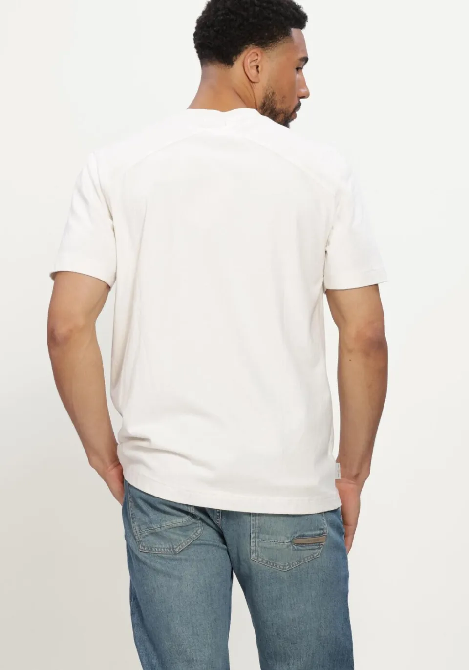 Cast Iron Heren Polo's & T-shirts Short Sleeve R-neck Regular Fit Peached Jersey - Gebroken Wit, foto 4