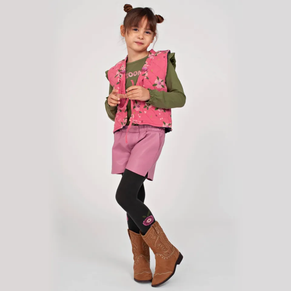 Jubel reversible teddy gilet Moon Flowers antraciet/roze, foto 5