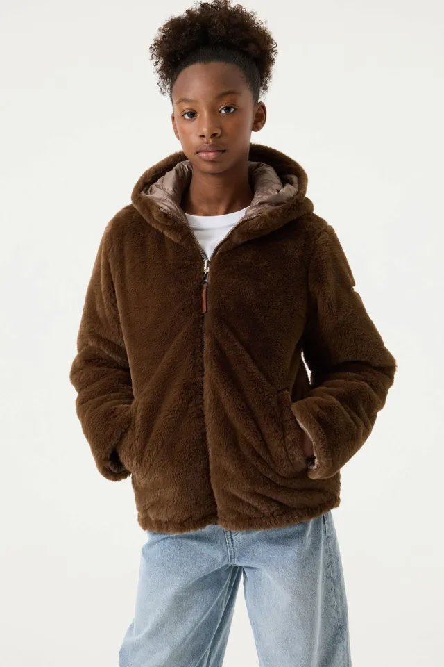 Garcia faux fur jas bruin, foto 2