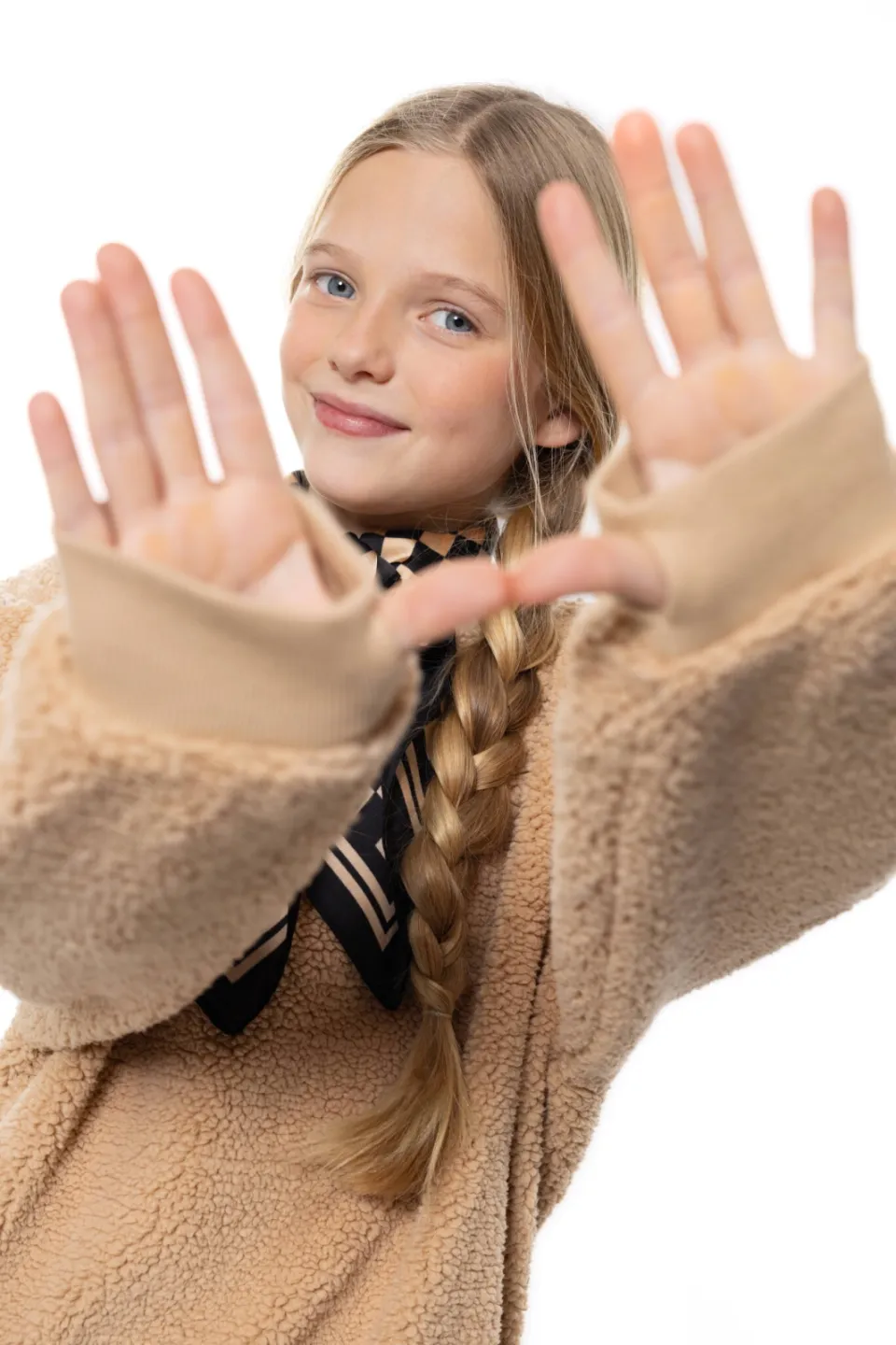 No Way Monday rechtvallende sweater met teddy details - beige, foto 7