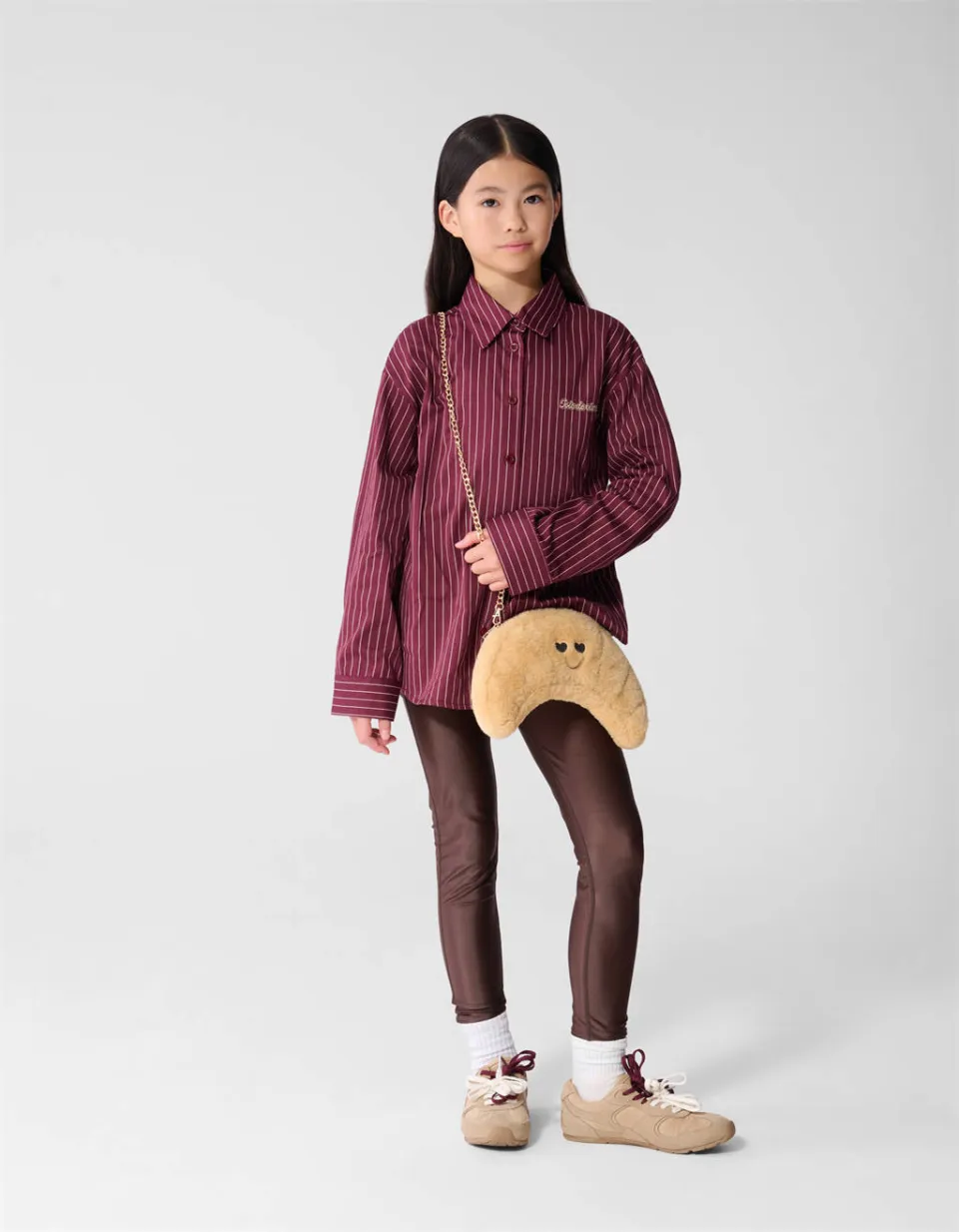 Shoeby oversized blouse met krijtstreep donkerrood, foto 5