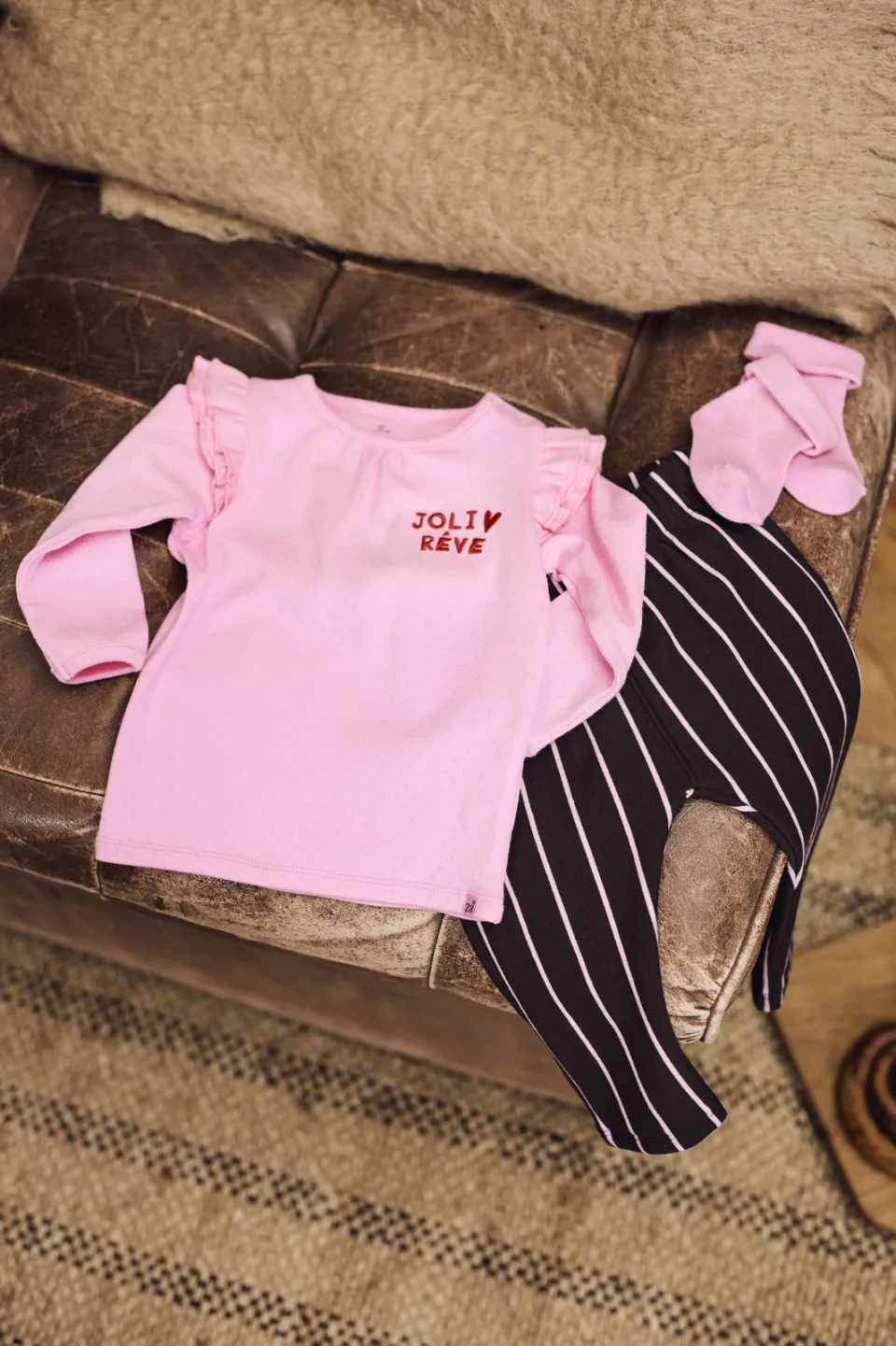 Z8 newborn Juniper gestreepte babybroek donkerbruin roze, foto 3