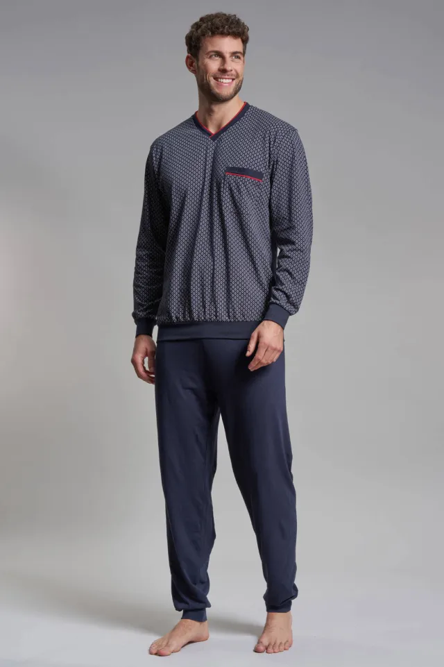 Götzburg pyjama set donkerblauw rood wit Donkerblauw/rood/wit