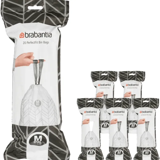 Brabantia Vuilniszakken Code M - 60 Liter (120 stuks) White