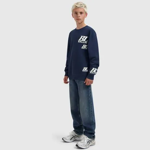 Ballin katoenen sweater met logo - donkerblauw/wit, foto 3
