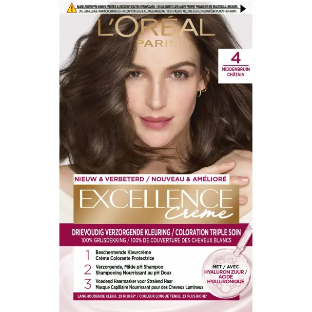 L'oréal Paris Excellence crème haarkleuring 4 middenbruin, foto 2