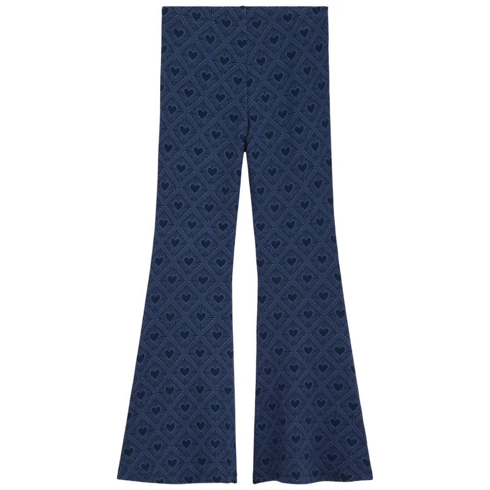 WE Fashion flared legging met hartjes donkerblauw, foto 2