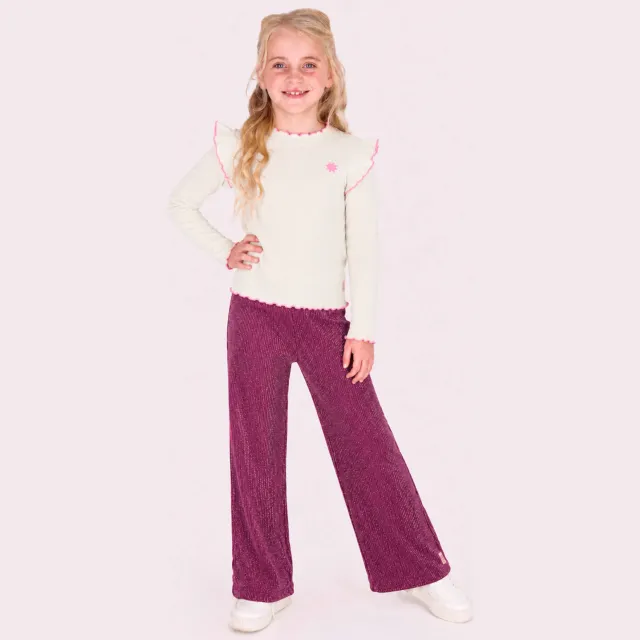 B.Nosy wide leg pantalon met glitters donkerroze