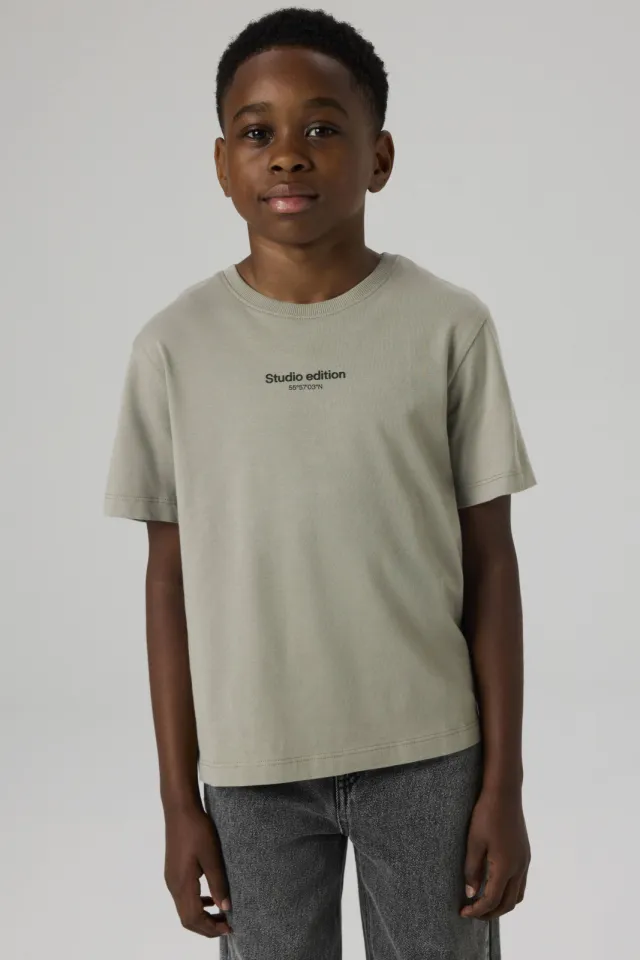 NAME IT t-shirt grijs met tekstopdruk