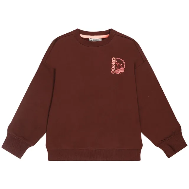 Tumble 'n Dry sweater met borduursels en backprint - donkerbruin