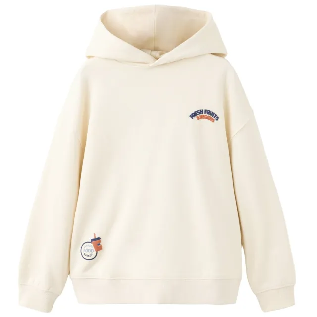 Mango Kids hoodie met backprint - naturel wit