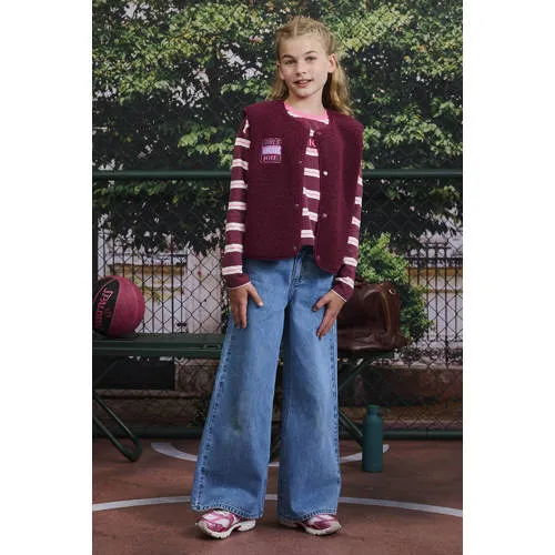 Z8 kids teddy gilet Lilou donkerrood, foto 4