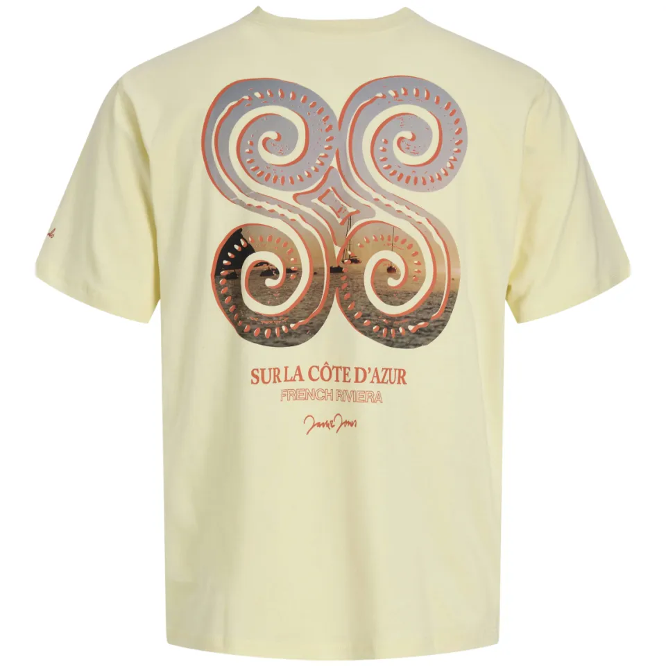 Jack & Jones t-shirt met backprint lichtgeel, foto 3