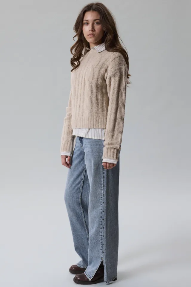 LMTD NLFBIRM straight leg jeans met split en studs - lichtblauw Light blue denim