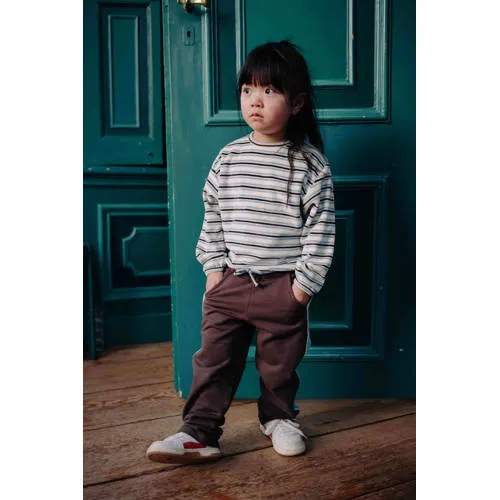 Riffle Amsterdam fluwelen gestreepte sweater - ecru/bruin/lichtblauw, foto 3
