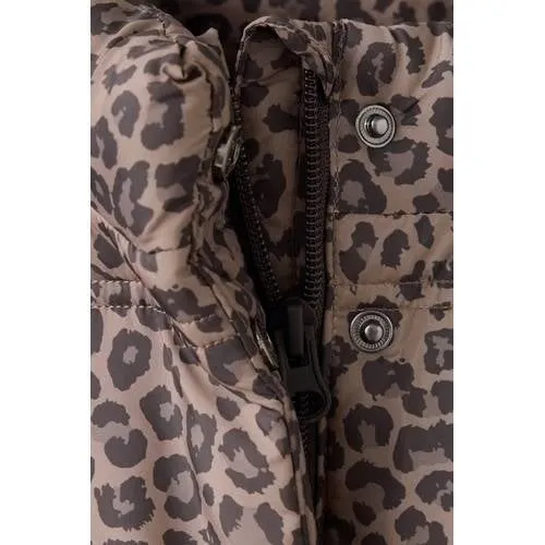 Mango Kids winteranorak met panterprint bruin, foto 5