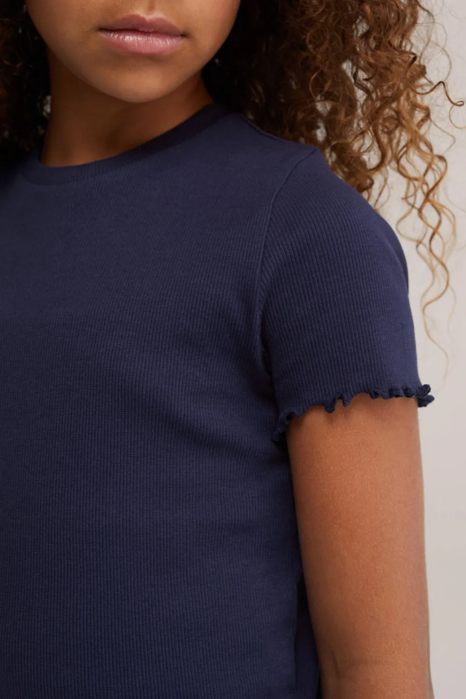 WE Fashion t-shirt met ruches donkerblauw, foto 6