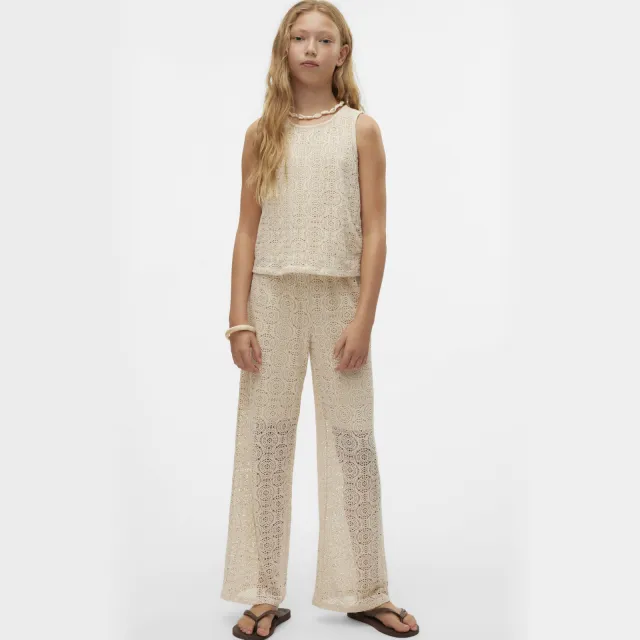 Vero Moda Girl wide leg broek ecru