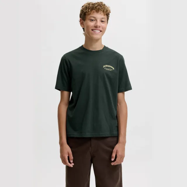 Jack & Jones rechtvallend t-shirt met backprint donkergroen