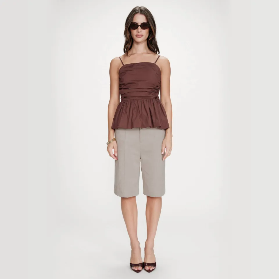 Grace & Mila mouwloze top donkerbruin
