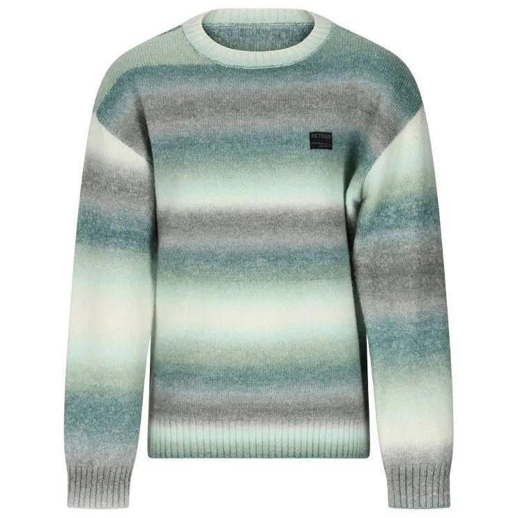 Retour Jeans rechtvallende gestreepte gebreide trui - donkergroen/grijs/offwhite, foto 2